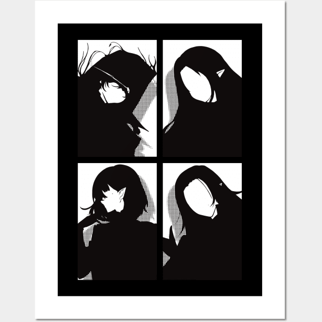 All Main Characters In The Eminence In Shadow Anime In A Cool Black Minimalist Silhouette Pop Art Design In White Background Wall Art by Animangapoi